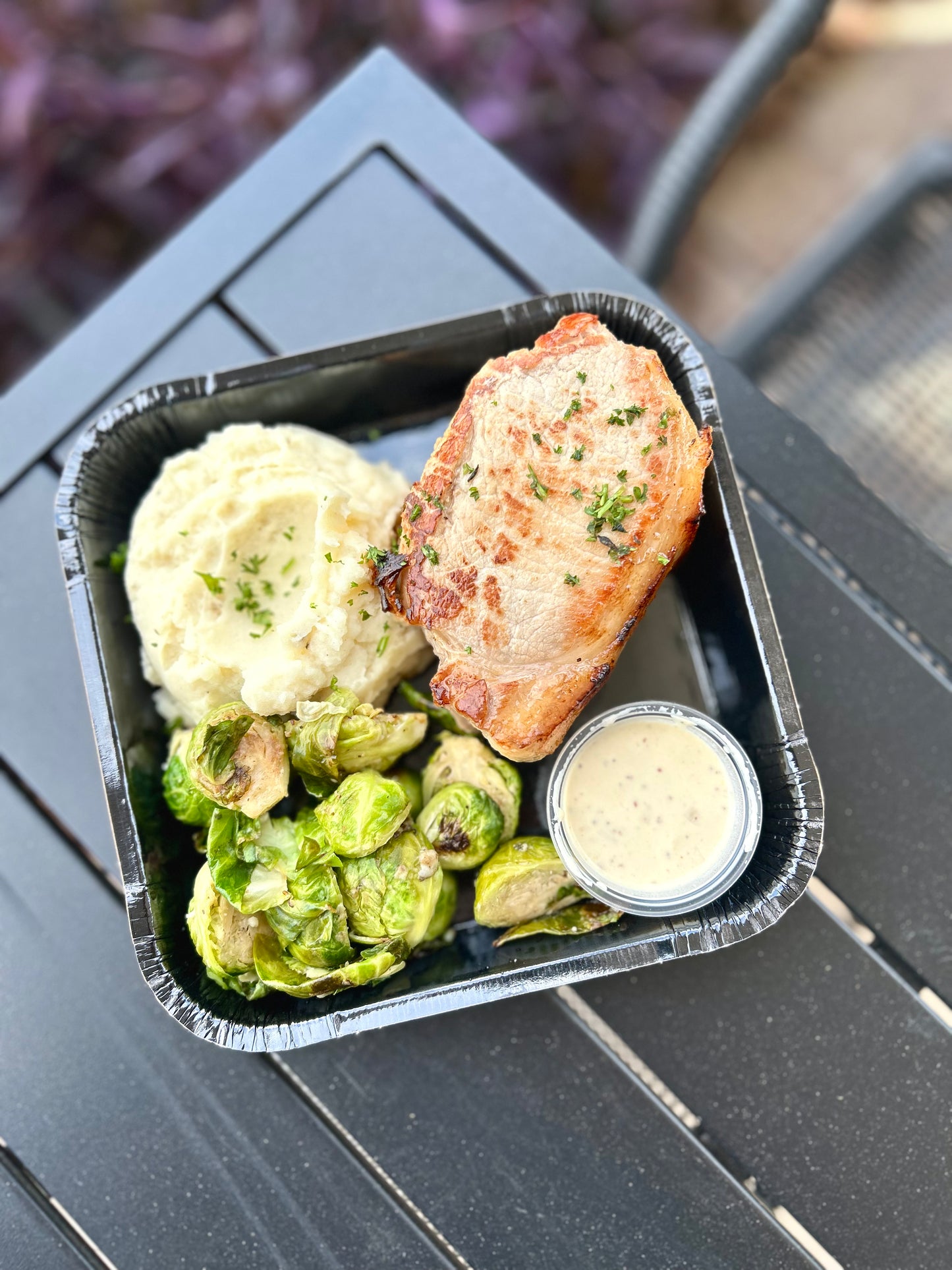 Boneless Pork Chop with Creamy Dijon Whiskey Sauce - Meal