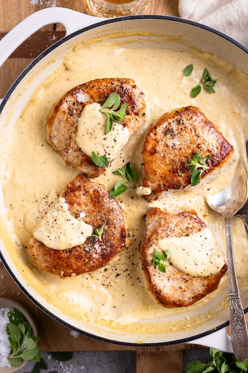 Boneless Pork Chop with Creamy Dijon Whiskey Sauce - Meal