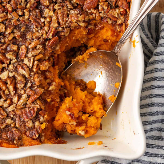 Sweet potato casserole with pecan streusel topping