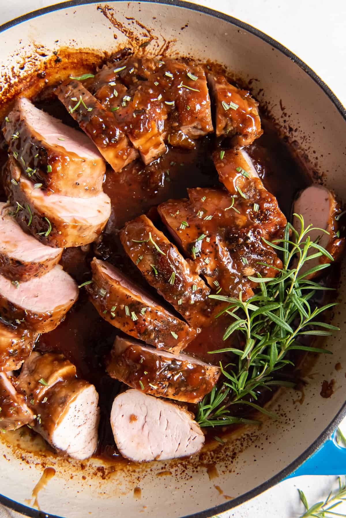 Pork Tenderloin with Bacon Onion Jam, Butter Poached Potatoes, and Brussels Sprouts
