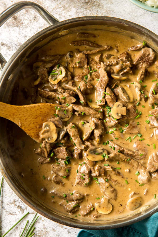 Sauteed Beef in Stroganoff Sauce