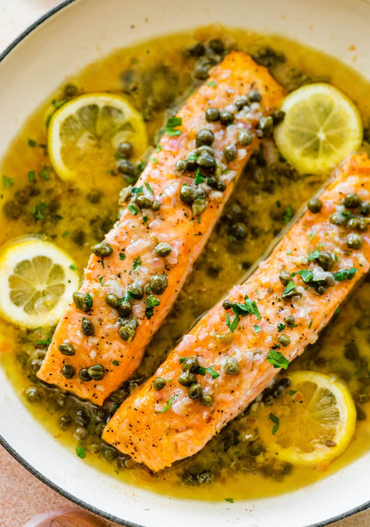 Roasted Salmon w. Lemon Caper Butter - Meal