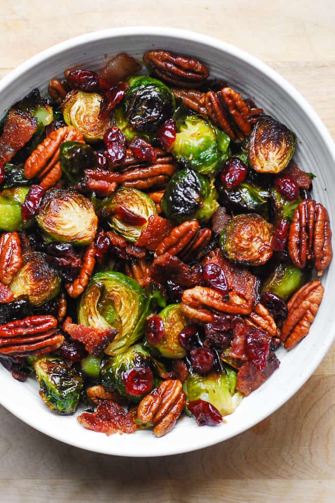 Cranberry Pecan Brussels Sprouts